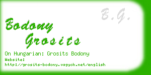 bodony grosits business card
